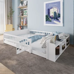 Eenpersoonsbed kinderbed – 90 x 190 cm – met open opbergruimte – grenen – wit Eenpersoonsbed kinderbed – 90 x 190 cm – met open opbergruimte – grenen – wit