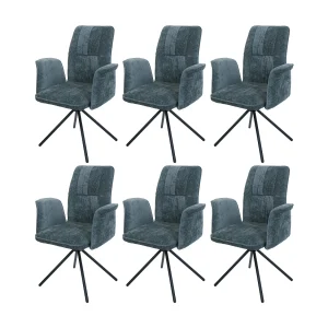 Eetkamerstoel MCW-N99 (set van 6),  blauwgroen