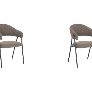 Eetkamerstoel Lowen – 58x60x84 cm – Bruin – Boucle – set van 2 Eetkamerstoel Lowen – 58x60x84 cm – Bruin – Boucle – set van 2