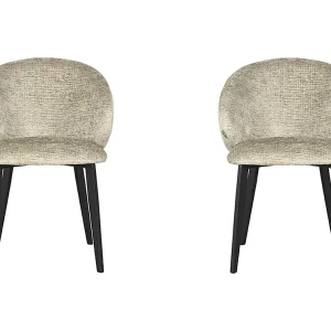 Eetkamerstoel Logan – Beige – Fluweel – set van 2 Eetkamerstoel Logan – Beige – Fluweel – set van 2