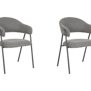 Eetkamerstoel Lowen – 58x60x84 cm – Grijs – Boucle – set van 2 Eetkamerstoel Lowen – 58x60x84 cm – Grijs – Boucle – set van 2