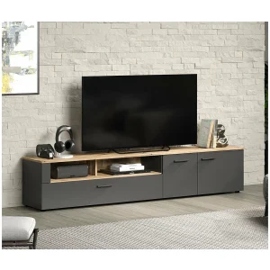 Esteban TV-meubel grijs, eik decor.