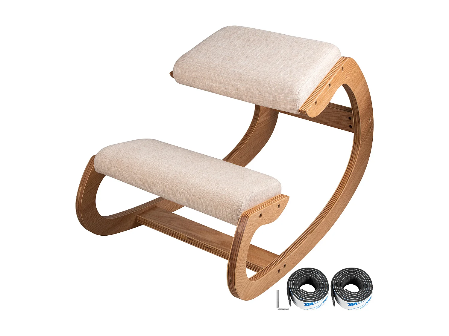 Ergonomische Kniekruk, SucceBuy Ergonomische Houten Kniekruk, Schommelstoel en Houdingcorrector voor Kantoor en Thuis