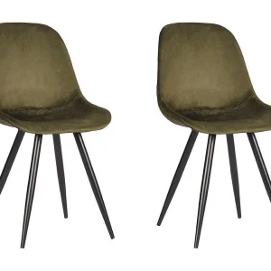 Eetkamerstoel Capri – Army green – Fluweel – set van 2 Eetkamerstoel Capri – Army green – Fluweel – set van 2