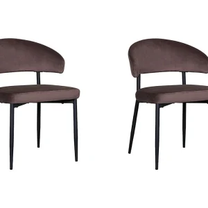 Eetkamerstoel Bliss – Taupe – Fluweel – set van 2 Eetkamerstoel Bliss – Taupe – Fluweel – set van 2