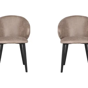 Eetkamerstoel Logan – Taupe – Micro Suede – set van 2 Eetkamerstoel Logan – Taupe – Micro Suede – set van 2