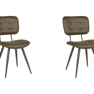 Eetkamerstoel Gus – Army green – Microfiber – set van 2 Eetkamerstoel Gus – Army green – Microfiber – set van 2