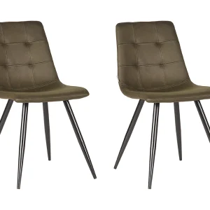 Eetkamerstoel Jay – Army green – Microfiber – set van 2