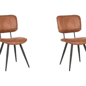 Eetkamerstoel Fos – Cognac – Leder – set van 2 Eetkamerstoel Fos – Cognac – Leder – set van 2