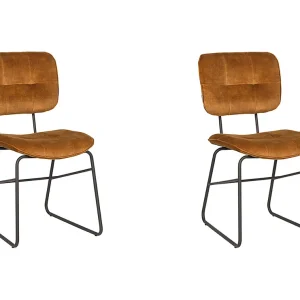 Eetkamerstoel Dez – Oker – Velours – set van 2 Eetkamerstoel Dez – Oker – Velours – set van 2