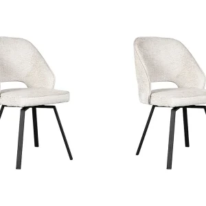 Eetkamerstoel Lewis – Crème – Fluweel – 58x52x84 cm – set van 2