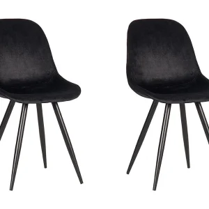 Eetkamerstoel Capri – Zwart – Fluweel – set van 2 Eetkamerstoel Capri – Zwart – Fluweel – set van 2
