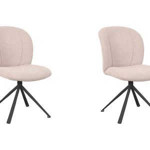 Eetkamerstoel Kimo – Naturel – Boucle – Zwart Onderstel – set van 2