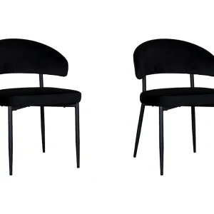Eetkamerstoel Bliss – Zwart – Fluweel – set van 2 Eetkamerstoel Bliss – Zwart – Fluweel – set van 2