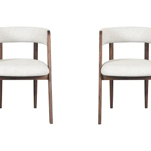 Eetkamerstoel Sasha – Wit – Boucle – 82x54x75 cm – set van 2