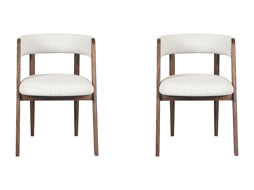 Eetkamerstoel Sasha - Wit - Boucle - 82x54x75 cm - set van 2