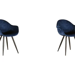 Eetkamerstoel Forli – Blauw – Fluweel – set van 2 Eetkamerstoel Forli – Blauw – Fluweel – set van 2