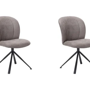 Eetkamerstoel Kimo – Taupe – Micro Suede – Zwart Onderstel – set van 2