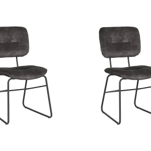 Eetkamerstoel Dez – Antraciet – Velours – set van 2 Eetkamerstoel Dez – Antraciet – Velours – set van 2