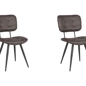 Eetkamerstoel Gus – Antraciet – Microfiber – set van 2 Eetkamerstoel Gus – Antraciet – Microfiber – set van 2