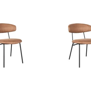 Eetkamerstoel Zack – Cognac – Micro Suede – set van 2