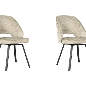 Eetkamerstoel Lewis – Beige – Fluweel – 58x52x84 cm – set van 2