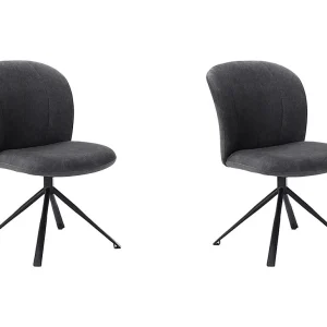 Eetkamerstoel Kimo – Antraciet – Cosmo – Zwart Onderstel – set van 2