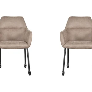 Eetkamerstoel Lenny – Taupe – Micro Suede – set van 2 Eetkamerstoel Lenny – Taupe – Micro Suede – set van 2