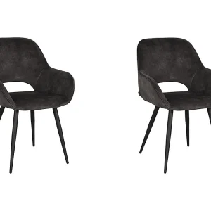 Eetkamerstoel Fer – Antraciet – Velours – set van 2 Eetkamerstoel Fer – Antraciet – Velours – set van 2