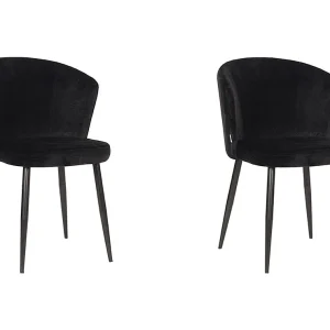 Eetkamerstoel Wave – Zwart – Fluweel – set van 2