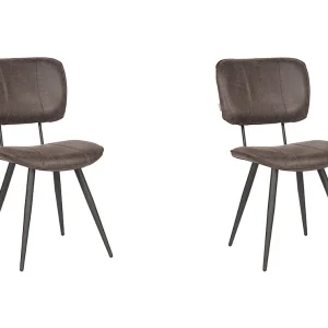 Eetkamerstoel Fos – Antraciet – Leder – set van 2 Eetkamerstoel Fos – Antraciet – Leder – set van 2