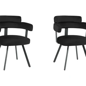 Eetkamerstoel Bardio – Zwart – Fluweel – set van 2