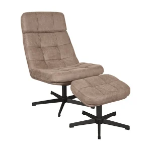 Fauteuil Alvar – Taupe – Micro Suede – Incl. Hocker – 57x53x83 cm Fauteuil Alvar – Taupe – Micro Suede – Incl. Hocker – 57x53x83 cm