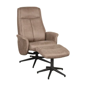 Fauteuil Bergen – Taupe – Micro Suede – Incl. Hocker – 62x77x53 cm Fauteuil Bergen – Taupe – Micro Suede – Incl. Hocker – 62x77x53 cm