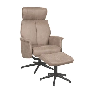 Fauteuil Verdal – Taupe – Micro Suede – Incl. Hocker – 79x77x109 cm Fauteuil Verdal – Taupe – Micro Suede – Incl. Hocker – 79x77x109 cm