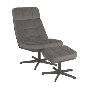 Fauteuil Alvar – Antraciet – Cosmo – Incl. Hocker – 57x53x83 cm Fauteuil Alvar – Antraciet – Cosmo – Incl. Hocker – 57x53x83 cm