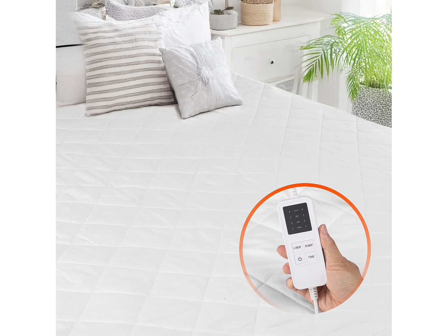 Elektrische Verwarmde Deken, SucceBuy Verwarmde Matrastopper, 195 x 165 cm, Queen, Elektrische Matrasverwarmer met Timer