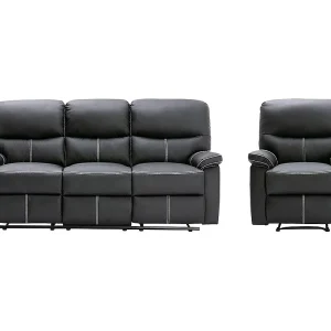 Driezitsbank en relaxfauteuil – Kunstleer – Zwart – Koop nu goedkoop in je online meubelshop Driezitsbank en relaxfauteuil – Kunstleer – Zwart – Koop nu goedkoop in je online meubelshop