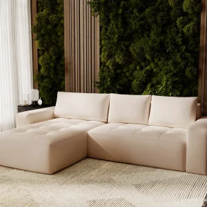 Emporius Nevada Hoekbank 250 cm met slaapfunctie et bedlade, links, fluweel beige (Trinity 4) Emporius Nevada Hoekbank 250 cm met slaapfunctie et bedlade, links, fluweel beige (Trinity 4)