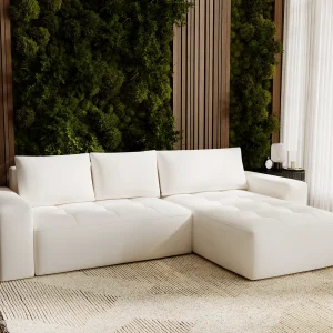 Emporius Nevada Hoekbank 250 cm met slaapfunctie et bedlade, rechts, fluweel crème (Trinity 1) Emporius Nevada Hoekbank 250 cm met slaapfunctie et bedlade, rechts, fluweel crème (Trinity 1)