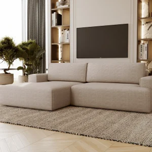 Emporius Boston Hoekbank L-Vorm – bank met slaapfunctie et bedlade – slaapbank 270 cm, links, beige (Memphis 3) Emporius Boston Hoekbank L-Vorm – bank met slaapfunctie et bedlade – slaapbank 270 cm, links, beige (Memphis 3)