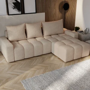 Emporius Wilson Hoekbank met slaapfunctie – slaapbank met bedlade, rechts, bouclé beige (Anthology 3) Emporius Wilson Hoekbank met slaapfunctie – slaapbank met bedlade, rechts, bouclé beige (Anthology 3)