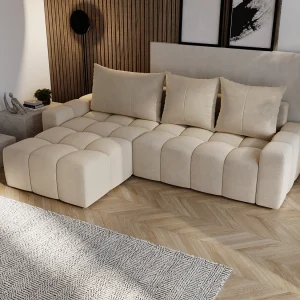 Emporius Wilson Hoekbank met slaapfunctie – slaapbank met bedlade, links, fluweel beige (Amor Velvet 4304) Emporius Wilson Hoekbank met slaapfunctie – slaapbank met bedlade, links, fluweel beige (Amor Velvet 4304)