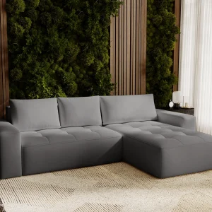 Emporius Nevada Hoekbank 250 cm met slaapfunctie et bedlade, rechts, fluweel grijs (Trinity 15) Emporius Nevada Hoekbank 250 cm met slaapfunctie et bedlade, rechts, fluweel grijs (Trinity 15)
