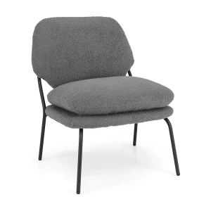 Eetkamerstoel, accentstoel met overtrek van teddyfleece, hoge rug, gestoffeerde stoel, zithoogte 48 cm, woonkamerstoel, keukenstoel, tot 145 kg belastbaarVH34542