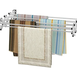 Droogrek voor wandmontage, wanddroger, uittrekbaar van roestvrij staal met 8 stangen, ruimtebesparende wandwasdroger, draagkracht 25 kg, voor bijkeuken, badkamer