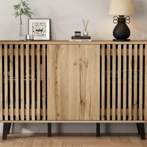 Dressoir 150x40x95 cm – 3 deuren en 6 opbergvakken – Scandinavische stijl – Natuur Dressoir 150x40x95 cm – 3 deuren en 6 opbergvakken – Scandinavische stijl – Natuur