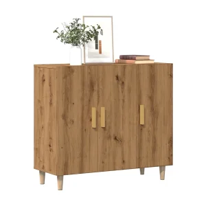 Dressoir 90x34x80 cm bewerkt hout artisanaal eikenkleur