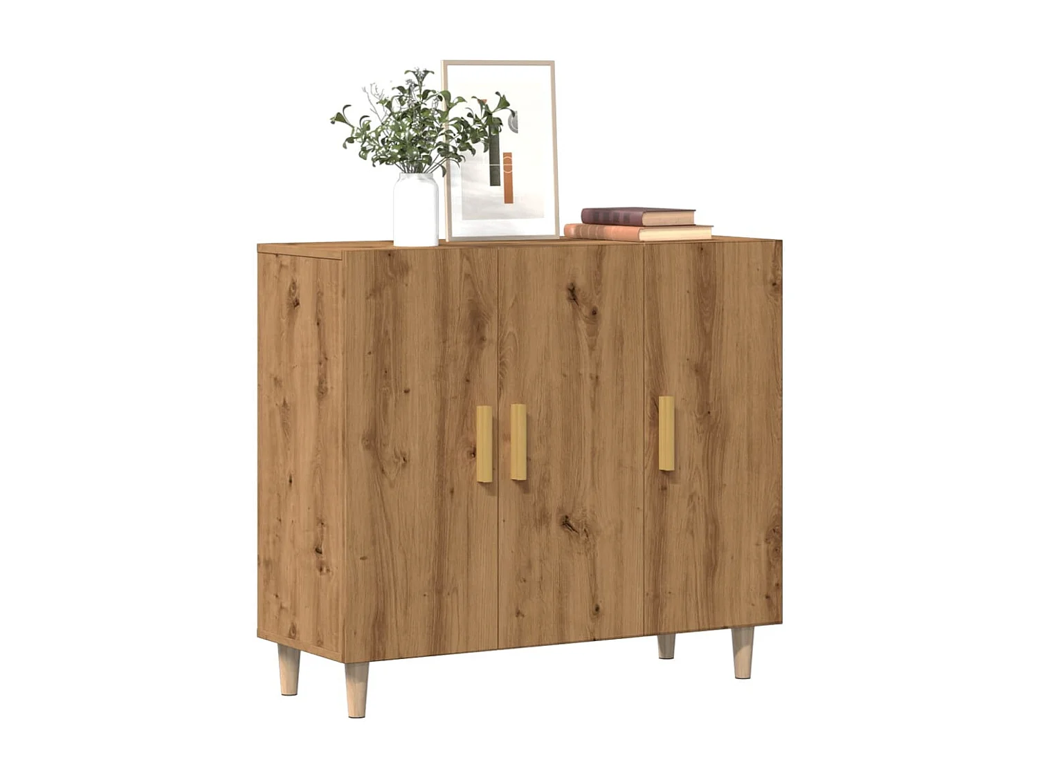 Dressoir 90x34x80 cm bewerkt hout artisanaal eikenkleur