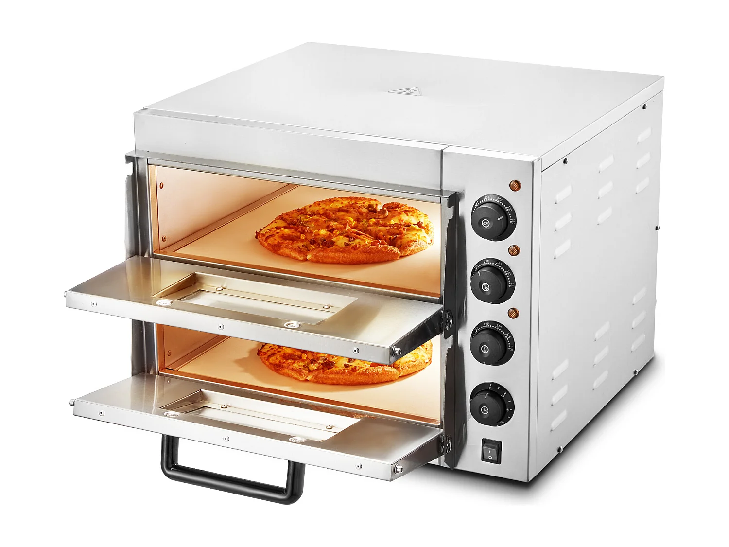 Elektrische Pizza Oven SucceBuy Commercial Geavanceerd voor aanrecht – 40,6 cm Dubbele Etage, RVS, Elektrisch Bakplezier